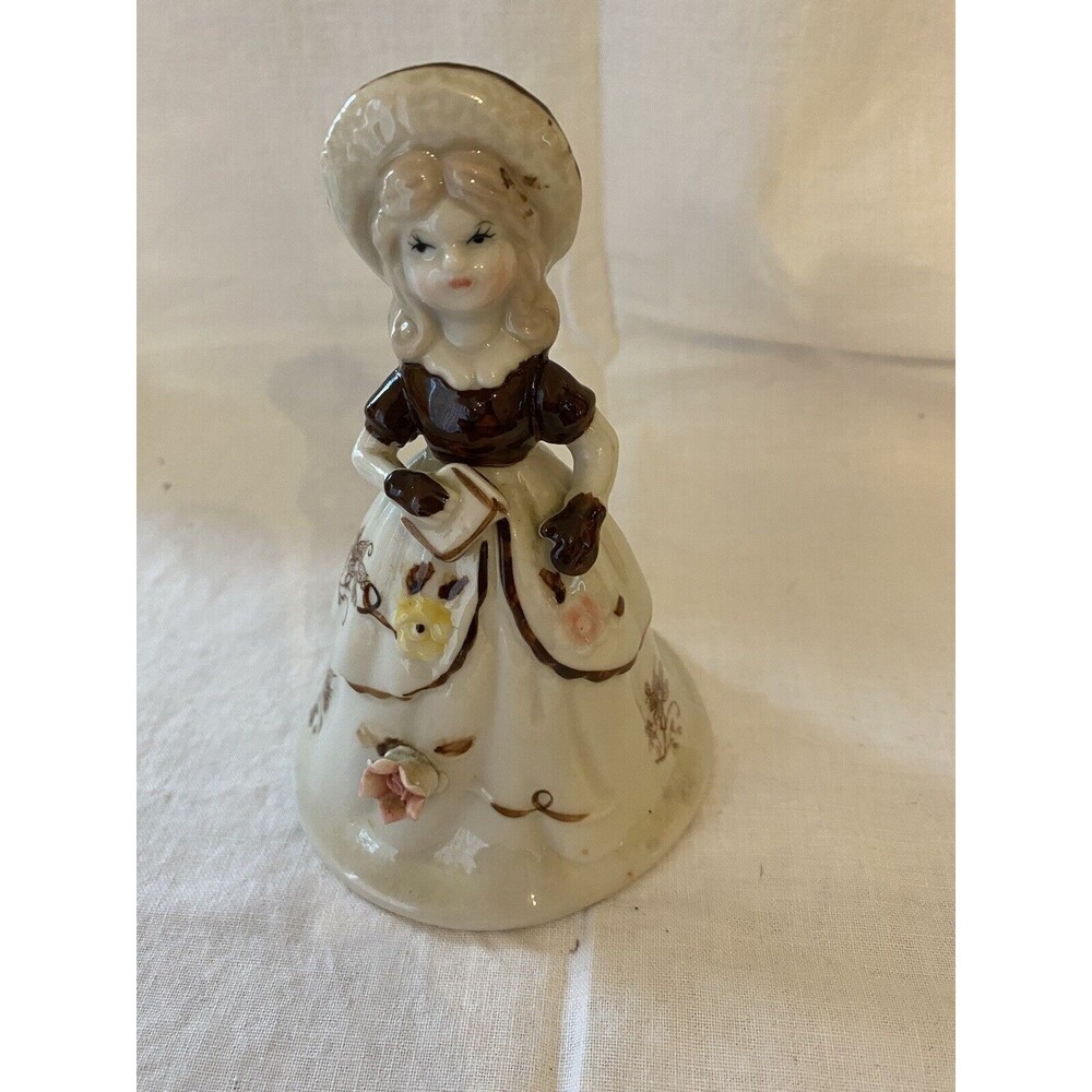 VINTAGE BRINNS Young Lady with Book Porcelain BELL Made in Taiwan